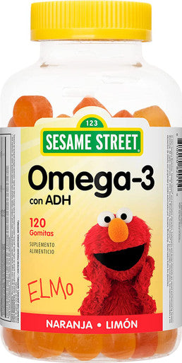 Sesame Street Omega 3 Gummies for Kids 2 88 mg Total Fish Oil per Gummy 4 Month Supply No Fishy Aftertaste of Dairy Gelatin Peanut Gluten Brain Eye Support 120 Gummies with EPA DHA