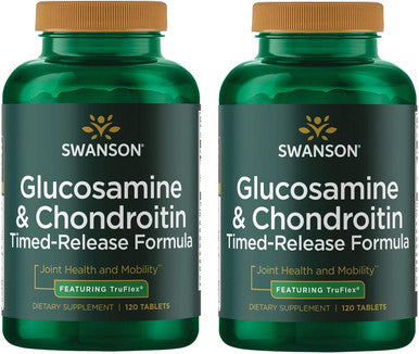 Swanson Timed-Release Glucosamine & Chondroitin Sulfate 750/600 Milligrams 120 Tabs (2 Pack)