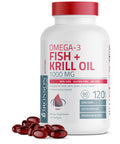 Bronson Omega-3 Fish + Krill Oil 1000 Mg Epa Dha Astaxanthin Premium Blend - Joint, Brain & Eye Health - Non Gmo, Heavy Metal Tested, 120 Softgels