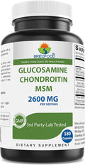 Brieofood Triple Strength Glucosamine Chondroitin Msm 2600Mg/Serving Capsules Supports Healthy Joint Cartilage And Connective Tissue - Promotes Joint Comfort & Flexibility 180 Count