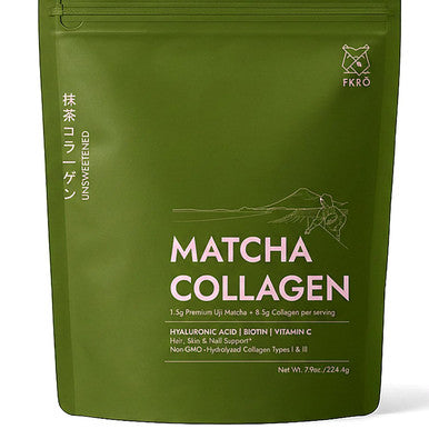 FKRO Matcha Collagen Peptides Powder with Biotin Hyaluronic Acid & Vitamin C | Type I & III Hydrolyzed Collagen f 22 Servings 7.9oz