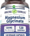 Amazing Nutrition Formulas Magnesium Glycinate 120 Mg per Serving 120 Veggie Capsules Supplement | Non-GMO | Gluten- | Made in USA