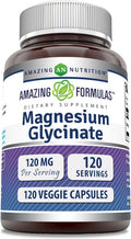 Amazing Nutrition Formulas Magnesium Glycinate 120 Mg per Serving 120 Veggie Capsules Supplement | Non-GMO | Gluten- | Made in USA