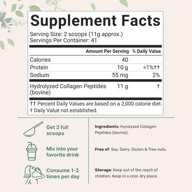Micro Ingredients Collagen Peptides Powder 1lb | Hydrolyzed Type I & III Bovine Collagen for Women & Men | High Absorption | Unflavored Keto & Paleo Friendly | Easy to Mix Non-GMO