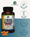 Amazing Herbs Premium Black Seed Oil Capsules - High Potency, Cold Pressed Nigella Sativa Aids in Digestive Health, Immune Support & Brain Function - 60 Count, 1250mg