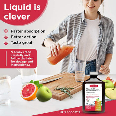 Wampole Liquid Vitamin D 1000 UI Fast Liquid Absortion Helps Develop & Maintain Strong Bones 350 ml