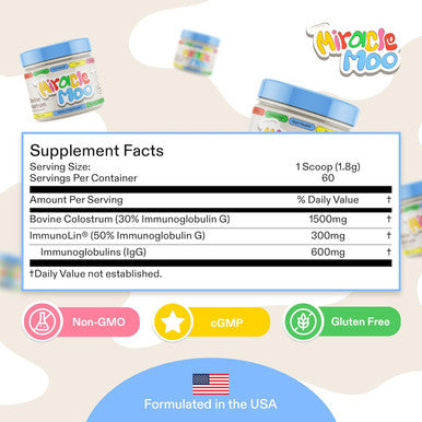 Colostrum Supplement For Gut Health, Hair Growth, Beauty And Immune Support - Easy To Mix Grass Fed Bovine Powder - Highest Igg Plus Immunolin, Unflavored 60 Servings