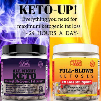 CLEAN+LEAN ALL NIGHT KETO: First Ever Overnight Ketogenic Fat Burner & Sleep Aid | Keto boosters+Coconut Oil + Vitamins & Immunity Complex 60 Caps