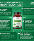 Zazzee Extra Strength Green Tea 20:1 Extract, 6000 Mg Strength, 50% Egcg, 98% Polyphenols And 80% Catcehins, 150 Vegan Capsules
