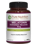 Pure Nutrition Melatonin 5Mg With Valleriana Wallichii 90 Tabs Non-Addictive Sleep Support Supplement Supports Relaxation Sleep Quality And Overall Well-Being Non Gmo