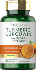 Carlyle Turmeric Supplement 550mg | 60 Capsules | CurcuWin Extract Complex | Vegetarian Non-GMO Gluten
