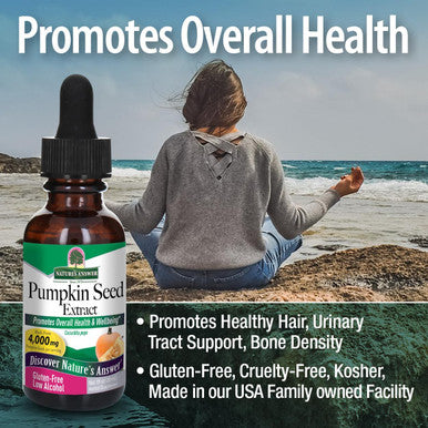 Nature'S Answer Pumpkin Seed with Organic Alcohol 4000mg 1oz Extract | Packed with Omega 3 | Promotes Hair Growth | Urinary Tract Support | Prostate & Bladder Function | Single Count