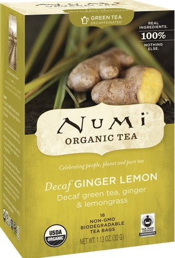 Numi Organic Tea Decaf Ginger Lemon Green Tea 16 Count (Pack of 3) (Packaging May Vary)