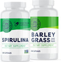 Vimergy Barley Grass Juice Powder Capsules 30 Servings And Natural Spirulina Powder Capsules 30 Servings - Bundle