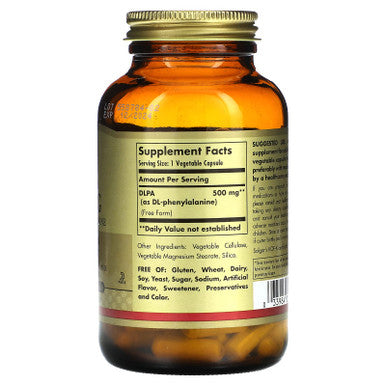Solgar Dlpa 500 Mg 100 Vegetable Capsules - Free Form Dl-Phenylalanine - 100 Servings 100 Count (Pack Of 12)