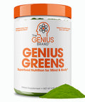 Genius Super Greens Superfood Powder, Nootropic Supplement - Organic Spirulina Powder with Lions Mane, Kale, Spinach & Antioxidants - Juice & Smoothie Mix for Energy, Immunity & Gut Health