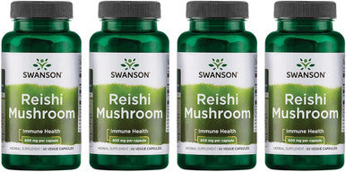 Swanson Reishi Mushroom Immune Function Mood Support 600 Milligrams 60 Capsules (4 Pack)
