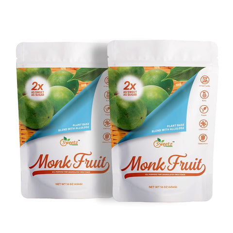 Monk Fruit ÃƒÂ¢Ã¢â€šÂ¬Ã¢â‚¬Å“ Allulose All Purpose Sweetener Multi-Pack-2: 1X Sugar Sweetness; Total Servings 228; Zero Calorie Sweetener, Sugar-Free Substitute for Baking, Smoothies, Coffee; Low Carb Keto Diet Friendly Food | Pack of 2, 1-LB/Each