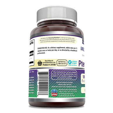 Amazing Formulas Pterostilbene 100 Mg Per Serving 60 Capsules Supplement | Non-Gmo | Gluten Free | Made In Usa
