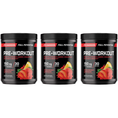 Swanson Full Potential Pre-Workout - Strawberry Lemonade Flavor - Energizing Formula for Enhanced Performance and Endurance - 150mg (4 Pack)