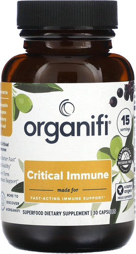 Organifi: Critical Immune - Superfood Immune Support Blend - 30 Capsules - Powerful Blend Of Elderberry, Andrographis, Astragalus And Olive Leaf Extract - Rich In Vitamin C And Antioxidants