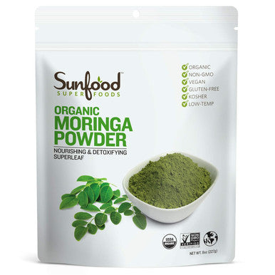 Sunfood Superfoods Sunfood Moringa Powder Organic. Use For Hair Loss Weight Loss. Pure Single Ingredient Product. 8 Oz Bag