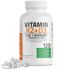 Bronson Vitamin K2 (Mk7) With D3 Supplement Non-Gmo Formula 5000 Iu Vitamin D3 & 90 Mcg Vitamin K2 Mk-7 Easy To Swallow Vitamin D & K Complex, 120 Capsules