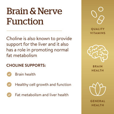 Solgar Choline 350 Mg 100 Vegetable Capsules Supports Healthy Brain and Cellular Function Vegan Gluten And Dairy Free Kosher 100 Servings