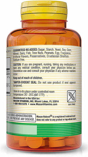 Mason Natural Vitamin B12 50 Mcg With Calcium - Healthy Conversion Of Food Into Energy, Supports Nerve Function And Health, 100 Tablets