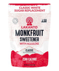 Lakanto Classic Monk Fruit Sweetener With Allulose, White Sugar Substitute From Monk Fruit Extract for Baking, Coffee & Tea, Gluten Free, Zero Calorie, Low Carb, Non GMO, Keto, Classic White, 8 OZ Bag