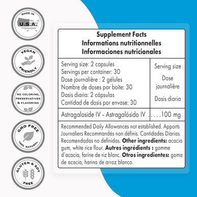 Supersmart Astragaloside IV 98 100 mg Per Day Astragalus Root Extract Antioxidant Anti Inflammatory Supplement Immune System Booster NonGMO Gluten Free 60 Vegetarian Capsules