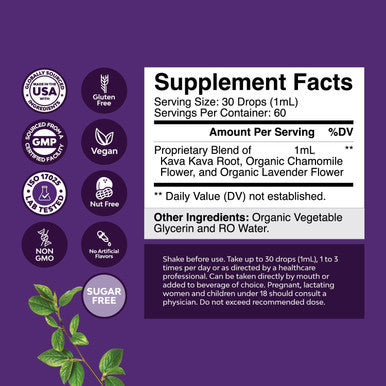 Natures Craft Potent Liquid Kava Kava Drops - Calming High Concentration Kava Extract with Chamomile and Lavender - Tasty Adaptogen Drops Mood Support Supplement with Kava Root - Vegan Non GMO and Alcohol
