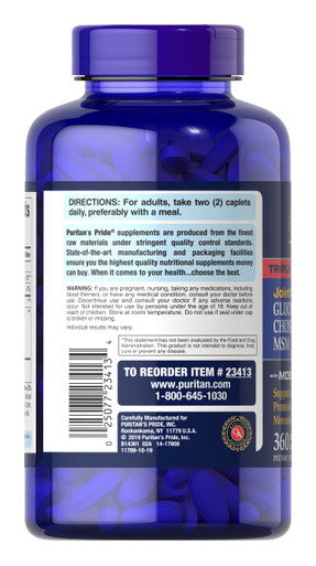 Puritan's Pride Glucosamine Chondroitin & MSM Joint Soother-2 Per Day Formula Tablet