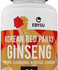EBYSU Korean Red Ginseng Supplement Used in Herbal Medicine to Support Cognitive Function, Increase Resistance to Stress & Increase Energy 60 Vegetarian Capsules (500 mg)