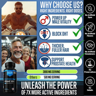[Men Over 30, Power Up ]- Hair Thinning Low Manhood Energy Doctor Endorsed, Comprehensive Support For Vitality, Manhood, Hair Support, Focus, All While Combating Negative Dht Effects