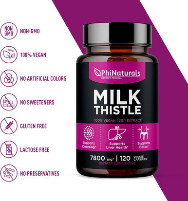Milk Thistle 150Mg Capsules [120 Count] 30:1 Silymarin Extract (Equivalent 4500 Mg) - Extra Strength 30X Extract Supports Liver Health & Natural Detox Supplement