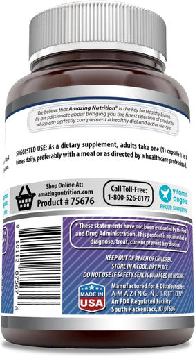 Amazing Nutrition Formulas Magnesium Glycinate 120 Mg per Serving 120 Veggie Capsules Supplement | Non-GMO | Gluten- | Made in USA