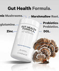 Codeage Gut Health Supplements Vegan Formula - L Glutamine Zinc Turkey Tail Mushroom Powder Tonic Mushroom Maitake Micro Algae Mineral Licorice Root DGL - Probiotics Prebiotics - 180 Capsules