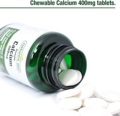 Natures Aid Chewable Calcium 400 mg with Vitamin D3 60 Tablets (for the Maintenance of Normal Bones and Teeth Vegan Society Approved Made in the UK)
