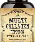 Herbalicious Multi Collagen Peptides Capsules - Non-GMO & Gluten Type I II III V X Hydrolyzed Collagen Supplements with Vitamin C - Supports Healthy Hair Skin Nails & Joints - 120 Capsules