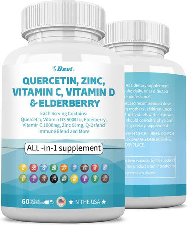 Quercetin 1000Mg Zinc 50Mg Vitamin C 1000Mg Vitamin D 5000Iu Immune System Support Supplement With Echinacea Ginger Bromelain Sea Moss Garlic Nettle Vegan Capsules For Men And Women,60 Count Usa