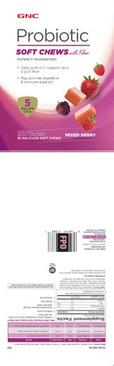 Gnc Probiotic Soft Chews With Fiber - Mixed Berry, 30 Chews, Supports Digestive And Immune Health