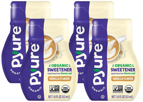 Pyure Organic Vanilla Stevia Liquid Sweetener SugarFree Stevia Drops Keto Sugar Substitute Zero Calorie Zero Carb Zero Sugar Liquid Sweetener for Coffee Tea Baking 1.8 fl oz Bottle