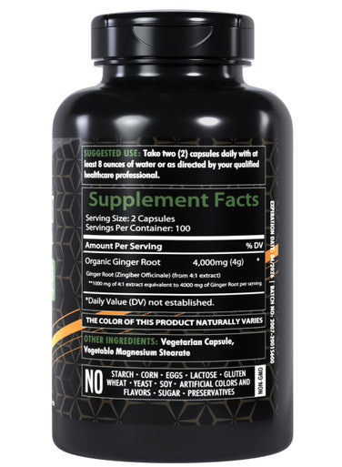 Healthfare Ginger Root Capsules 4000Mg | 200 Count | Ultra Strength Supplement | Gluten-Free & Non-Gmo