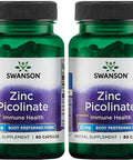 Swanson Zinc Picolinate - Mineral Supplement Promoting Prostate Health Vision Health & Immune Support - Body Preferred Form of Chelated Zinc - (60 Capsules 22mg Each) 2 Pack