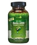 Irwin Naturals Biotin-6000 Supports Healthy Skin Hair & Nails - Strength + Protection With High Potency 6000 Mcg Bamboo Avocado Coconut & More - Maximum Absorption - 60 Liquid Softgels