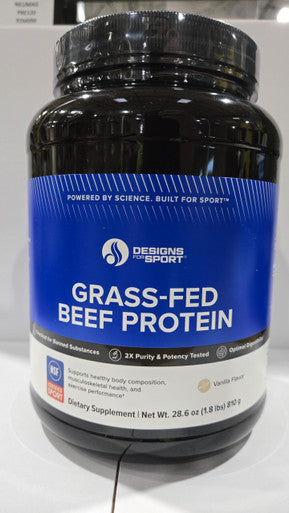 Designs for Sport Beef Protein Powder - NSF Certified for Sport Hydrolyzed Protein - Highly Absorbable with Amino Acids & Collagen Precursors - Bone Broth Protein for Athletes (Vanilla 30 Servings)