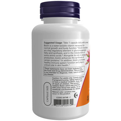 NOW Biotin 5000 mcg 120 vegetarian capsules