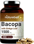 Triple Strength Bacopa Capsules 1500mg (Made with Organic Bacopa Complex and Ginkgo Leaf Powder), 200 Counts, 3 in 1 Formula, Nootropics for Positive Mood and Enhanced Memory, Non-GMO