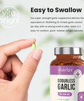 Vitabright Odourless Garlic Capsules High Strength 30000mg 180 Garlic Oil Capsules (Daily Dose 2 Garlic Tablets for Adults) VitaBright Garlic Supplement High Allicin Pearls - Odorless Garlic Capsules